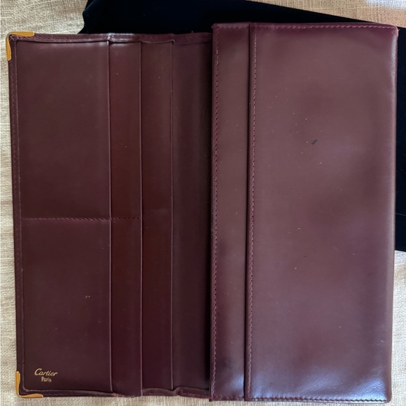 NEW Cartier international Wallet Gussets Bifold Long burgundy red brown leather - Picture 6 of 8